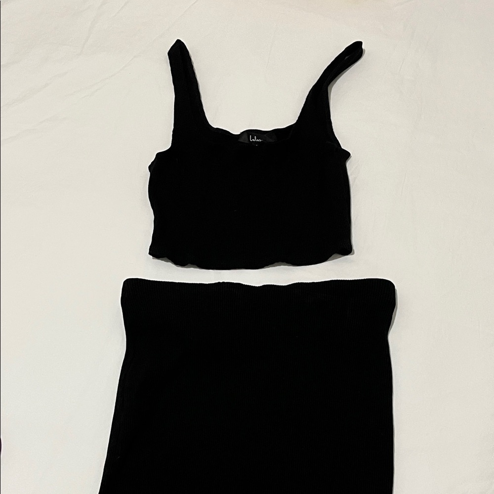 Lulu's Ribbed Midi Skirt and Tank Matching Set
